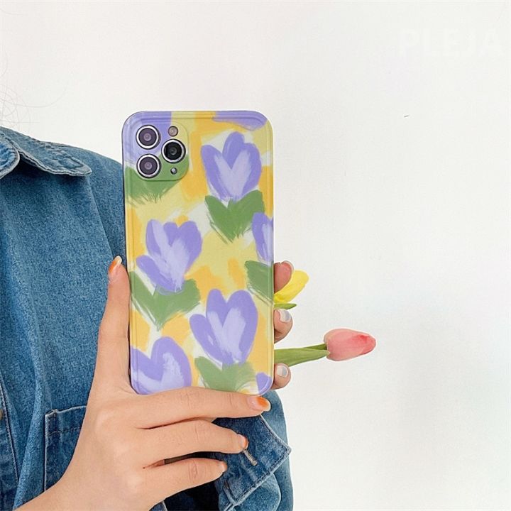cute-tulip-flower-painting-phone-case-for-iphone-11-pro-max-12-mini-7-8-plus-x-xr-xs-max-se-2020-soft-cover-fashion-floral-cases