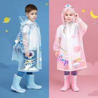 Cute Cartoon Children Raincoat EVA Waterproof Thicken Rain Coat Reusable Transparent Rain Jacket Clear Kids Tour Rainwear S-4XL