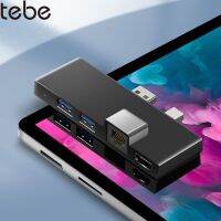 【】 Cybershock Tebe USB Hub สำหรับ Microsoft Surface Pro 6/4/5 6 IN 1 Usb/mini DP To 4K HDMI-Adapter/ 100Mbps Ethernet/ USB3.1 /Sd TF Hub Splitter