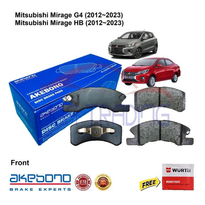 Genuine Akebono Front Brake Pads for Mitsubishi Mirage G4/HB (2012 2023