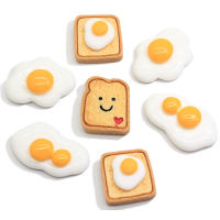 10050pc Kawaii SImulation Fried Egg bread Flatback Resin Cabochon Mini Dollhouse Food Scrapbooking DIY Dolls house Accessories