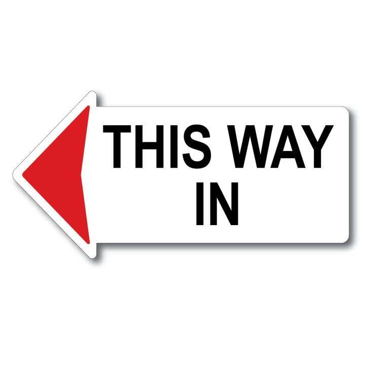 THIS WAY IN ACRYLIC ARROW SIGN BOARD 100X200X2MM. WE ACCEPT CUSTOM MAKE