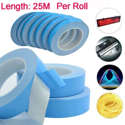 5m 10m 25m/Roll 8 10 12 20 Width Transfer Tapes Double Side Thermal Conductive Adhesive Tape For Chip PCB LED Strip Heatsink
