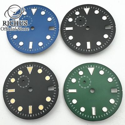 29Mm Watch Dial NH37 With Date Windows Luminous Fit NH37 Automatic Movement Black Green Blue Watches Accessories Parts