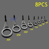 ✶❣ 8 Pcs Ceramic Fishing Rod Guide Tip Strong Line Repair Set Kit DIY Rings High Carbon Steel Frame