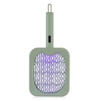 Plastic Mosquito Swatter 2-In-1 Electric Bug Zapper Racket High Voltage Handheld Mosquito Swatter Portable Green