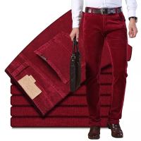Autumn Winter Men`s Thick Warm Corduroy Pants Fleece Trousers Male Casual Business Style Long Jeans Men
