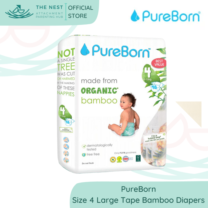 PureBorn Size 4 Large Tape Bamboo Diapers (712kg) Lazada PH