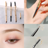 ดินสอเขียนคิ้ว Eyebrow pencil ดินสอเขียนคิ้ว กันน้ำ ดินสอเขียนคิ้ว กันน้ำ Gold set แท่งสีทอง 2 in 1มีแปรงปัดคิ้วในตัว