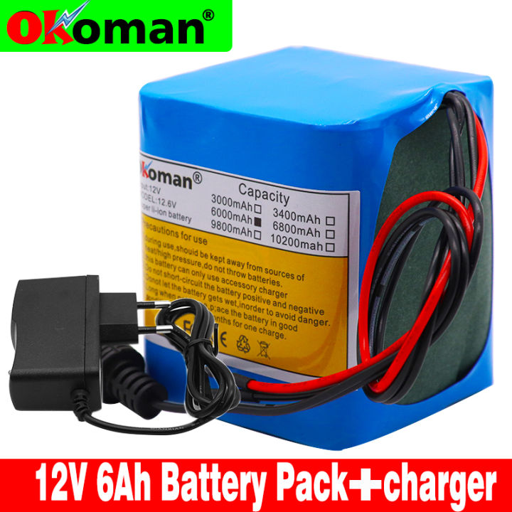 2022okoman แบตเตอรี่คุณภาพสูง12v 6000mah 18650 Lithium Ion Rechargeable Battery 6ah Dc12 