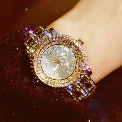 นาฬิกาควอทซ์สแตนเลส Jam Tangan Kristal หรูหราใหม่2019นาฬิกาเพชรเทียมนาฬิกาข้อมือสำหรับผู้หญิงผู้หญิงชุดเดรสนาฬิกาข้อมือ