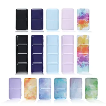 Empty Watercolor Palette Tin Color Mixing Palette Paint Storage Box Iron  Paint Tray with Half/Full Pans For Painting