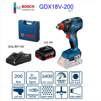 BOSCH ไขควง1/4-บล๊อก1/2ไร้สาย รุ่น GDX18V-200 แบต 4.0Ah x 1  แท่นชาร์จ 1 ตัว GAL18V-40 เครื่องมือช่าง