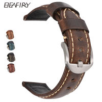 BEAFIRY Fashion Oil Wax Genuine Leather Watch Band 19mm 20mm 21mm 22mm 23mm 24mm Watch Straps Watchbands Belt brown blue black