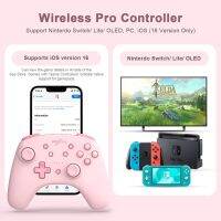 Pxn- ตัวควบคุมไร้สายบลูทูธ สําหรับ Nintendo Switch PC Gamepads USB Data Cable NFC Remote PC iOS 16 Pink M3URTH