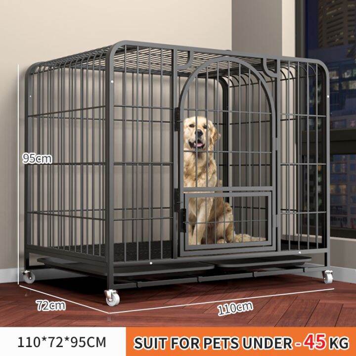 Square Tube Dog Cage With Toilet Partition 110x72x95CM Large Space Four
