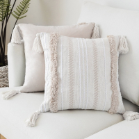 Bohemian Cushion Cover with Tassel Rectangle Pillow Covers Handmade Linen Knitted Pillowcase Embroideric Cushion Protector