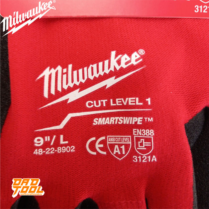 milwaukee-ถุงมือ-1คู่-ไซส์-l-ถุงมือคุณภาพ-แตะหน้าจอทัชสกรีนได้ดี-48-22-8902-เครื่องมือพ่อ