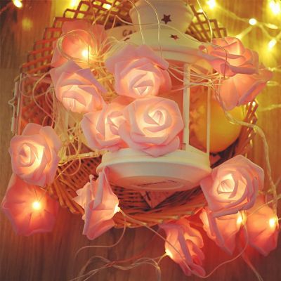 1.5/3m LED Rose Flower String Lights Battery Garland Artificial Bouquet Foam Fairy Lights For Valentines Day Wedding Decoration