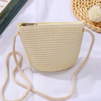 Accessories Package Girl Lovely Straw Woven Bag Versatile Oblique Span Package Children Straw Bag