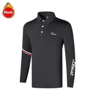 ★New★ [Titleist] เสื้อโปโลแขนยาว ผ้าฟลีซ ลาย Lining Golf แฟชั่นฤดูใบไม้ร่วง และฤดูหนาว สําหรับผู้ชาย