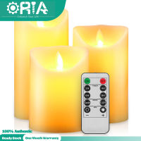 ORIA 3PCS เทียนแบบไม่มีเปลวไฟ LED ที่มีสีสันเทียนกลมขนาดเล็ก, ไฟเทียนแบตเตอรี่ใช้ตัวรับรู้ระยะไกล Multi-สีและสีขาวสำหรับงานแต่งงานขอบคุณพระเจ้าฮาโลวีนเทศกาลปาร์ตี้คริสต์มาสตกแต่ง