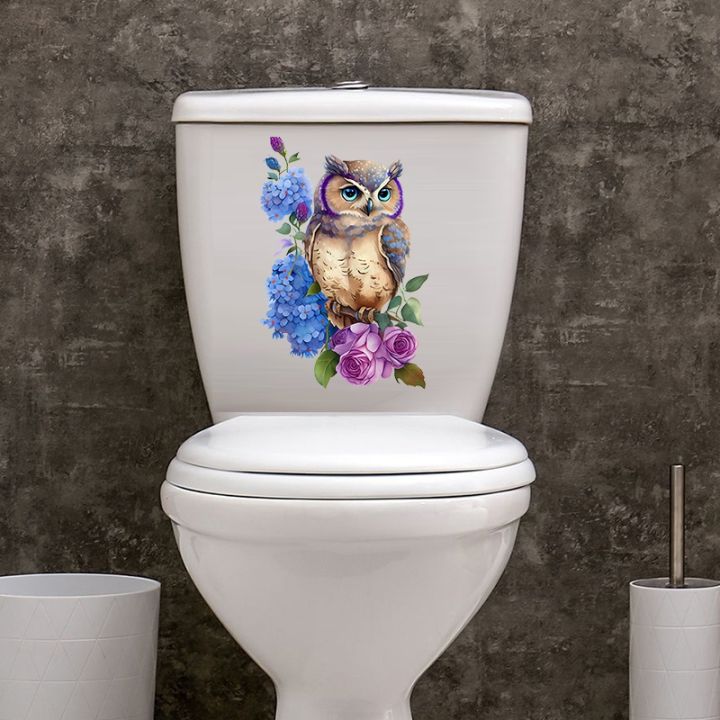 lz-t303-owl-parrots-birds-heron-floral-cartoon-animals-wall-sticker-bathroom-toilet-decor-living-room-cabinet-refrigerator-decals