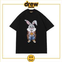 à➩➢พร้อมส่ง เสื้อยืดลําลอง แขนสั้น คอกลม พิมพ์ลายกระต่าย DREW ทรงหลวม สําหรับผู้ชาย และผู้หญิง