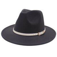 Casual Fedora Hat For Women Leather Belt  Jazz Felt Hats Outdoor Ladies Trilby Hats Classic British Flat Brim Dress Hat For Men