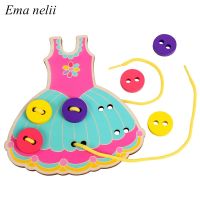 【CC】┅♤  Baby Educational for Children Wear Buttons Game Kids Threading Board Practice Training