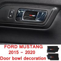 Carbon Fiber Tricolor Inner Door Bowl Decoration Patch Car Stickers For Ford Mustang 2015 2016 2017 2018 2019 2020