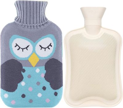 2 Liter Cartoon Owl Rubber Hot Water Bottle Warmer Set With Knit Cover Hot Water Bag For Pain Relief Cold Therapy