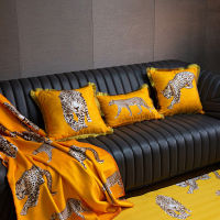 Home Decor Cushion Cover Decorative Lumbar Pillow Case Vintage Artistic Tiger Leopard Tassel Luxury Bolster Sofa Chair Bed