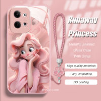 เคส OPPO Reno7Z 5G Reno8T 8Z Reno8Pro A77 A78สีเมทลิกกรอบเคสใส่โทรศัพท์แผ่นหลังกระจกเหลวมีสายคล้องมือ A9 FindX5Pro A5