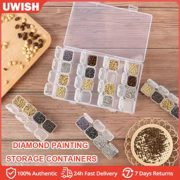 24/28/42 Diamond Painting Storage Containers With Stickers Transparent  Plastic Storage Box Jewelry Beads Storage