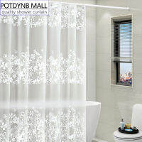 POTDYNB ผ้าม่านอาบน้ำกันน้ำ,ม่านอาบน้ำลายดอกไม้สีขาวทันสมัยทนทานต่อโรคราน้ำค้างสำหรับโรงแรมบ้านพร้อมตะขอ