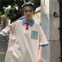 [MISS SUMEY] เสื้อยืดโปโล ผ้าฝ้าย แขนสั้น สไตล์เกาหลี แฟชั่นสำหรับผู้หญิง