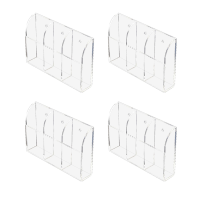 4X Clear Acrylic Remote Control Holder Wall Mount Media Organizer Storage Box (Three Compartments)