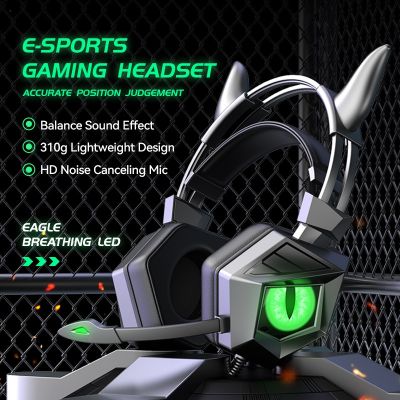 KINGSTAR หูฟังบลูทูธพร้อมสาย,ไฟสีสันสดใสชุดหูฟังสำหรับเล่นเกมคอมพิวเตอร์ไมโครโฟนไฮไฟ HD Headphone Gaming หูฟังสำหรับ PS5 PS4 Xbox One