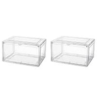 2X Magnetic Suction Sneaker Storage Box Transparent Basketball Shoes Shoe Box Collection Display Shoe Cabinet Clear