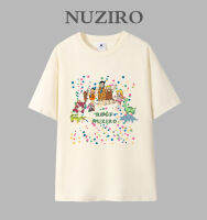 NUZIRO เสื้อยืดคอกลม แขนสั้น พิมพ์ลาย ทรงหลวม