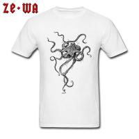 Autumn 100% Cotton Male Top T-Shirts Deepsea Octopus Devilfish Normal Short Sleeve Tops T Shirt Ink Printed T-Shirts Top Quality