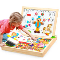 Wooden Magnetic Puzzle Toys Children 3D Animal Figure Puzzle Writing Drawing Board Blackboard Learning Educational Toys For Kids