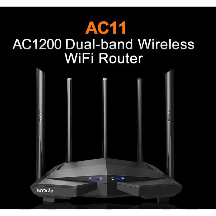 tenda-เร้าเตอร์ไวเลส-รุ่น-ac11-5-เสาอากาศ-2-4g-5-0ghz-smart-dual-band-ac1200-wireless-wifi-router-wi-fi-repeater