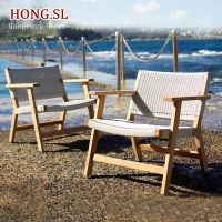 Exclusive customization Nordic rattan outdoor furniture leisure sofa chair outdoor balcony garden courtyard terrace model room teak chair