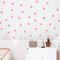 ๑ 【Zooyoo】สติกเกอร์ติดผนัง Watercolor pink wave dot wall stickers