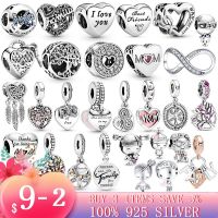 925 Sterling Silver Family tree little girl boy Heart Charm Beads Fit Original Pandora Bracelet Silver S925 Jewelry Mom Gift