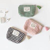 ♘◕♠ Mini Portable Plaid Coin Bags Money Wallet Purse Earphone Lipstick Data Line Storage Bags ID Card Bank Card Holder Clutch Pouch