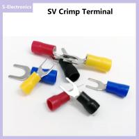 200/100Pcs SV Crimp Terminal SV1.25-3 SV1.25-4 SV1.25-5 SV2 SV3.5 SV5หุ้มฉนวนสายลวดขั้วต่อขั้วไฟฟ้า Crimp U-รูป Y-รูปฉนวนกันความร้อนแทรกแทรกฤดูใบไม้ผลิ