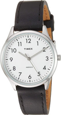 Timex Womens TW2T72100 Modern Easy Reader 32mm Black/Silver/White Genuine Leather Strap Watch